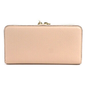 Chloe beige zipper round leather pink wallet long